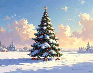 Decorated Christmas Tree for Winter Celebration