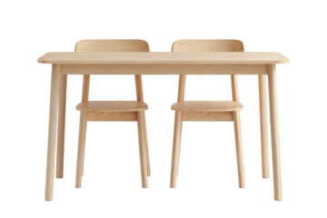 Minimalist light wood table and chairs set, simple design