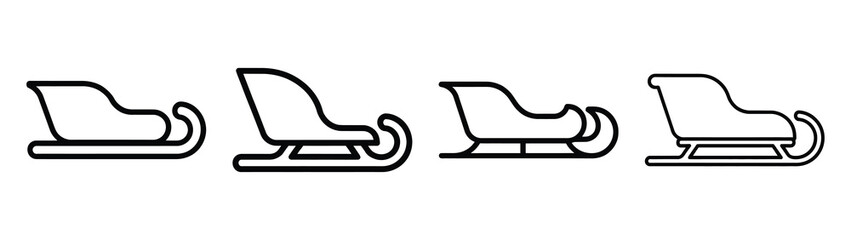sleigh line art icon set. Christmas outline Vector illustration icons.
