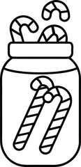 A Jar Filled with Candy Canes, a Festive Holiday Treat Illustration
