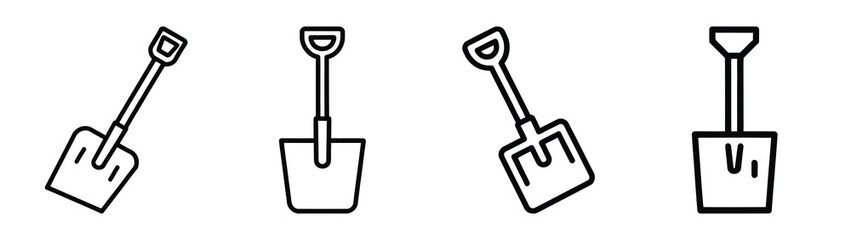 snow shovel line art icon set. Christmas outline Vector illustration icons. © Shilpy