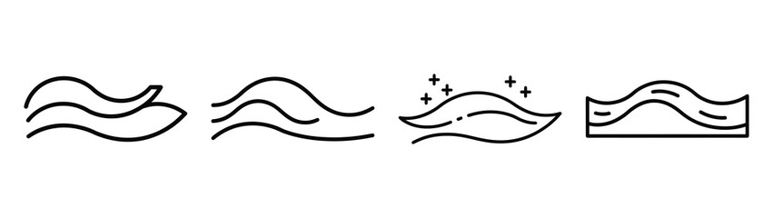 snow wave line art icon set. Christmas outline Vector illustration icons.