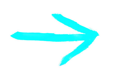 Gemalter Pfeil in hellblau gemalt mit einem Pinsel