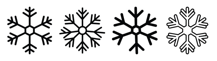 snowflake line art icon set. Christmas outline Vector illustration icons.