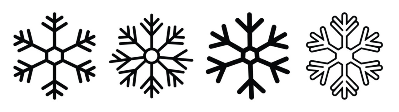 snowflake line art icon set. Christmas outline Vector illustration icons.