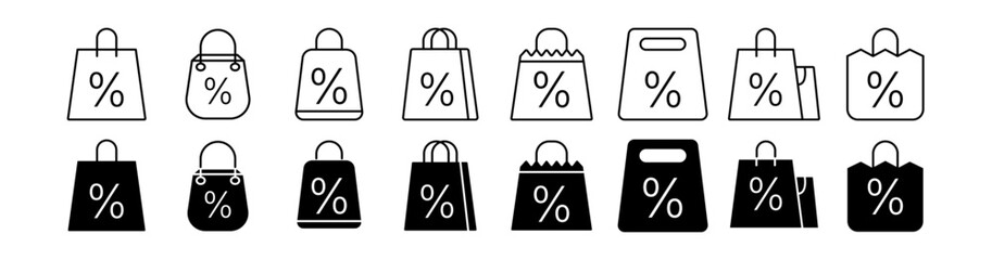 Black Friday Big Sale - thin line web icon set. Outline icons collection. Simple vector illustration.
