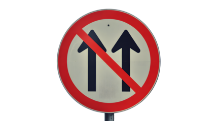 Clear prohibition sign for no overtaking, symbolizing restriction and caution in traffic management and safety protocols