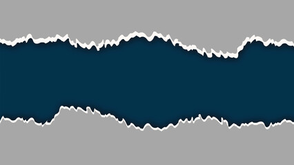 Dark Gray Torn Paper Edge on Blue Background