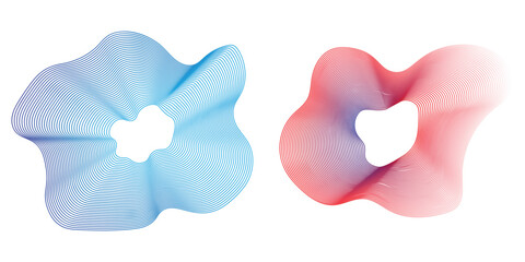 different blue red concentric circle icon vector illustration isolated on transparent background. radar signal or vibration elements. sonar or sound wave ring collection. sound wave rings collections.