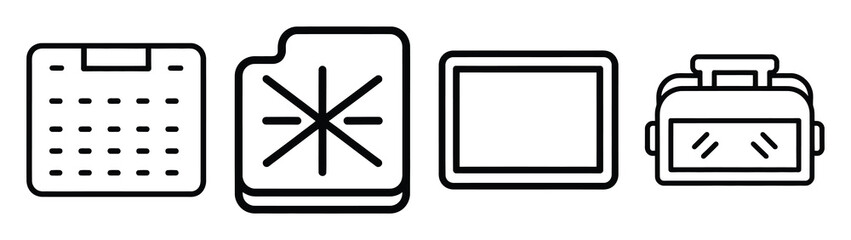 winter pattern line art icon set. Christmas outline Vector illustration icons.