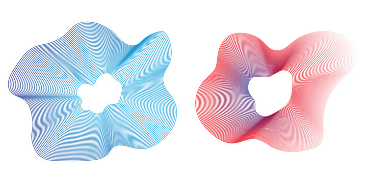 different blue red concentric circle icon vector illustration isolated on transparent background. radar signal or vibration elements. sonar or sound wave ring collection. sound wave rings collections.