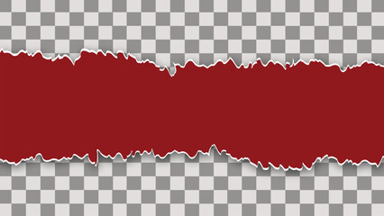 Red Torn Paper Edge Transparent Background
