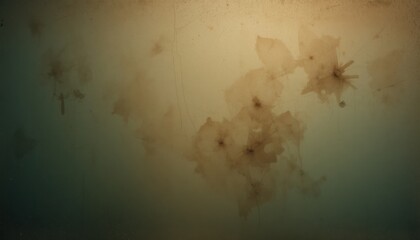 Abstract film background in brown and green gradient, subtle scratches and dirt marks.
