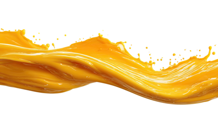 Golden liquid splash, flowing and curvy, isolated on black