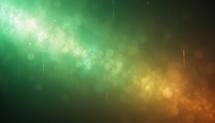 Grunge cinematic background with light leaks, green and amber gradient, and scratched film surface.