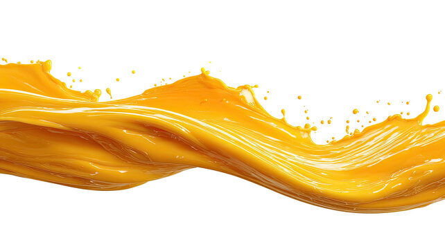 Golden liquid splash, flowing and curvy, isolated on black