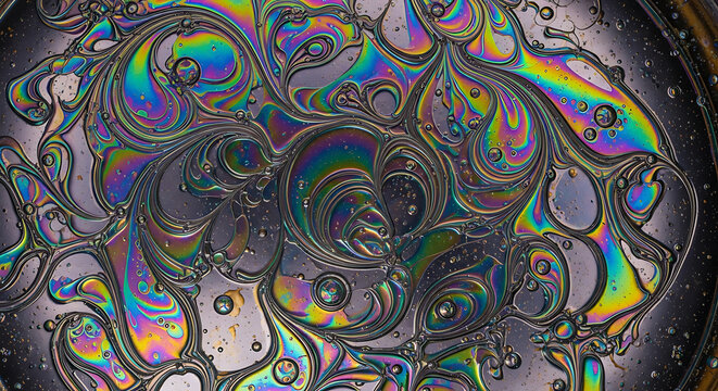 Colorful psychedelic abstract pattern of oil and water