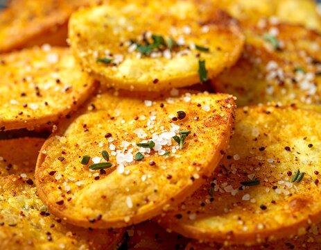Quinoa chips with cumin and sea salt topping.
