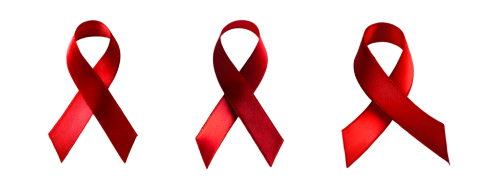 Three Red Ribbons for AIDS Awareness.