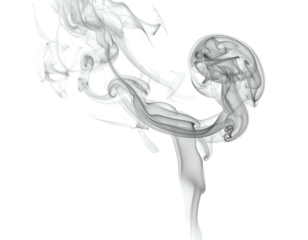 Wisps of ethereal white smoke curl and swirl into abstract shapes