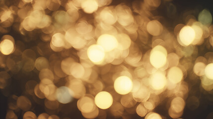 Obraz premium Abstract warm golden bokeh lights background with soft glowing circles 
