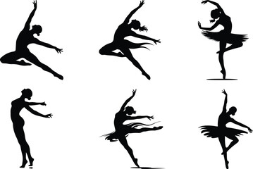 Fototapeta premium Silhouettes of ballet dancers in various graceful poses
