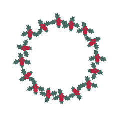 Simple Christmas and New Year vector circle frame. Festive Christmas templates for seasonal design, cards, banners, patterns.