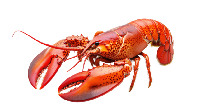 Red Lobster with Large Claws isolated on a transparent background