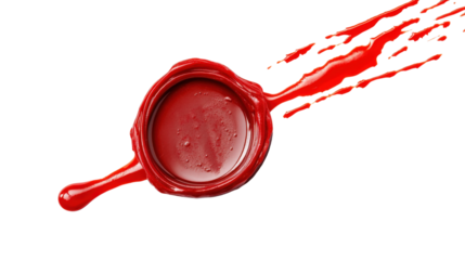 Red wax seal stamp dripping isolated on a transparent background