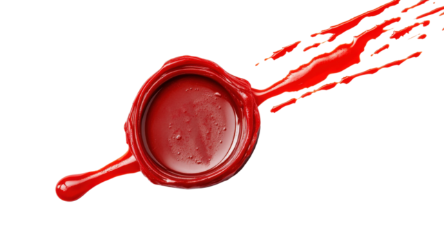 Red wax seal stamp dripping isolated on a transparent background