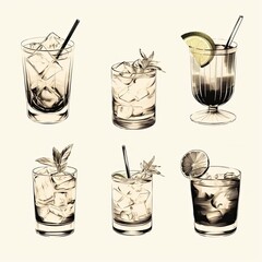 Elegant Cocktail Sketch Collection Classic Drink Illustrations for Bar and Restaurant Designs