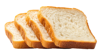 Sliced white bread loaf isolated on a transparent background