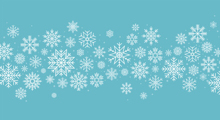Christmas horizontal border with snowflakes. Vector illustration