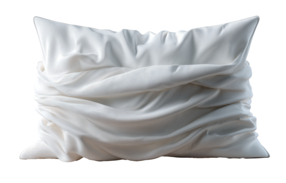 Soft white pillow with a crumpled texture showcasing elegant folds