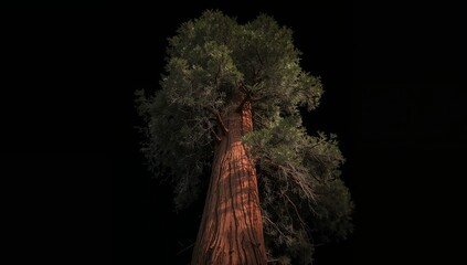 A Majestic Arboreal Form Against a Void, Showcasing Light and Texture.