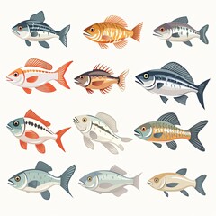 Diverse Fish Collection A Colorful Array of Aquatic Species for Educational and Decorative Use