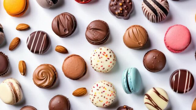 Colorful assortment of chocolates and nuts for a sweet treat