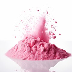 Explosion of Pink Powder Abstract Beauty and Vibrant Color, Isolated on White Background