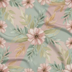 Soft Botanical Watercolor Hijab Pattern with Pastel Florals