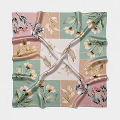 Soft Botanical Watercolor Hijab Pattern with Pastel Florals