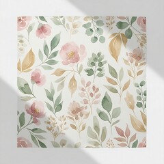 Soft Botanical Watercolor Hijab Pattern with Pastel Florals