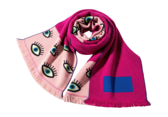 Pink scarf with eye pattern