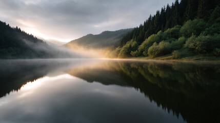 Fototapeta premium Beautiful morning on the lake.