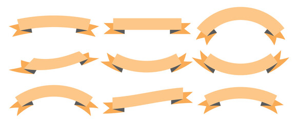 Set of flat design ribbon icon - Swirling Ribbons vector illustration, Collection of diverse ribbon banners on white background