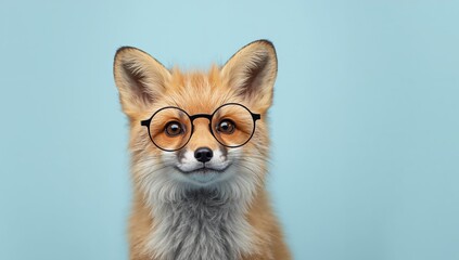 Naklejka premium An Adorable Creature with Round Glasses, a Study in Orange, Brown, and Blue Tones.