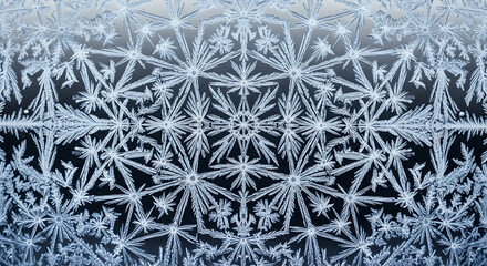 Symmetrical frost pattern on glass window