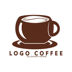 Coffee shop logo. Retro badge coffee beans and leaf branch with natural natural icon line stamp logo vector design modern hipster vintage style. Premium coffee shop bar brand symbol icon.