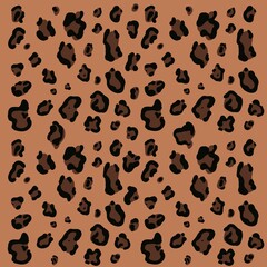 Seamless Leopard Print Pattern Illustration on Brown Background