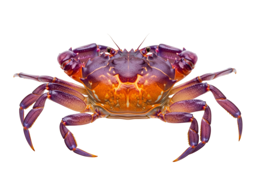 Vibrant Purple and Orange Crab Displayed on White Background