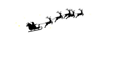 Santa’s Sleigh with Reindeer, isolated on transparent background